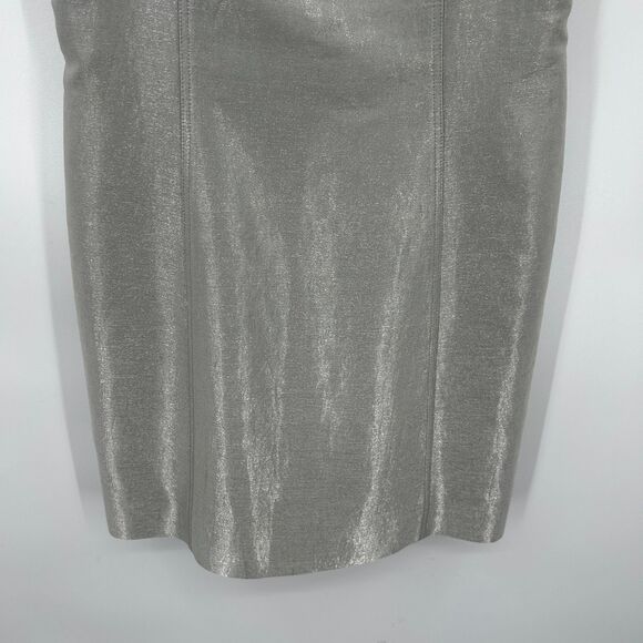 KAY UNGER Silver Metallic Spaghetti Strap Embellished Formal Mini Dress Size 4 - Picture 4 of 8